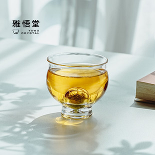 雅悟堂青岚听泉水晶杯喝茶专用主人杯个人茶道品茗杯高端礼盒