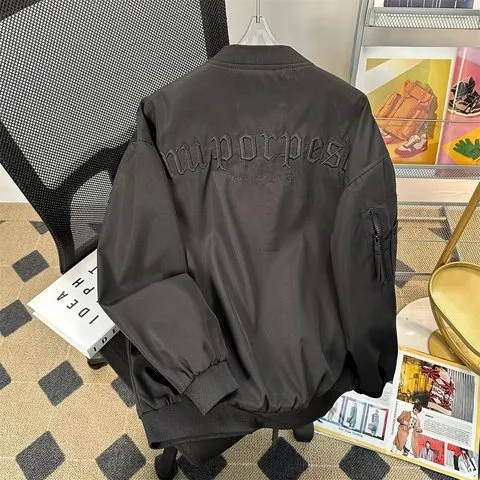 情侣飞行员夹克vibe外套男棒球服美式刺绣男款春秋季高街潮牌宽松