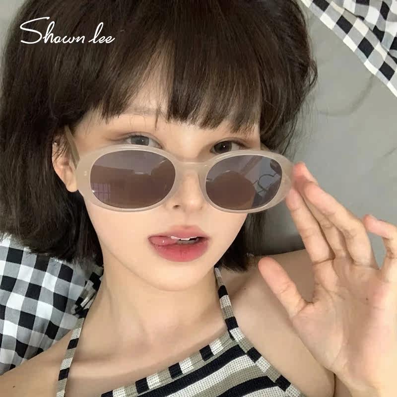 Shawnlee复古椭圆猫眼墨镜女大脸显瘦防紫外线太阳镜ins高级感