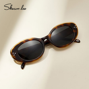 Shawnlee复古猫眼墨镜女铆钉款高级感窄框眼镜潮防紫外线gm太阳镜