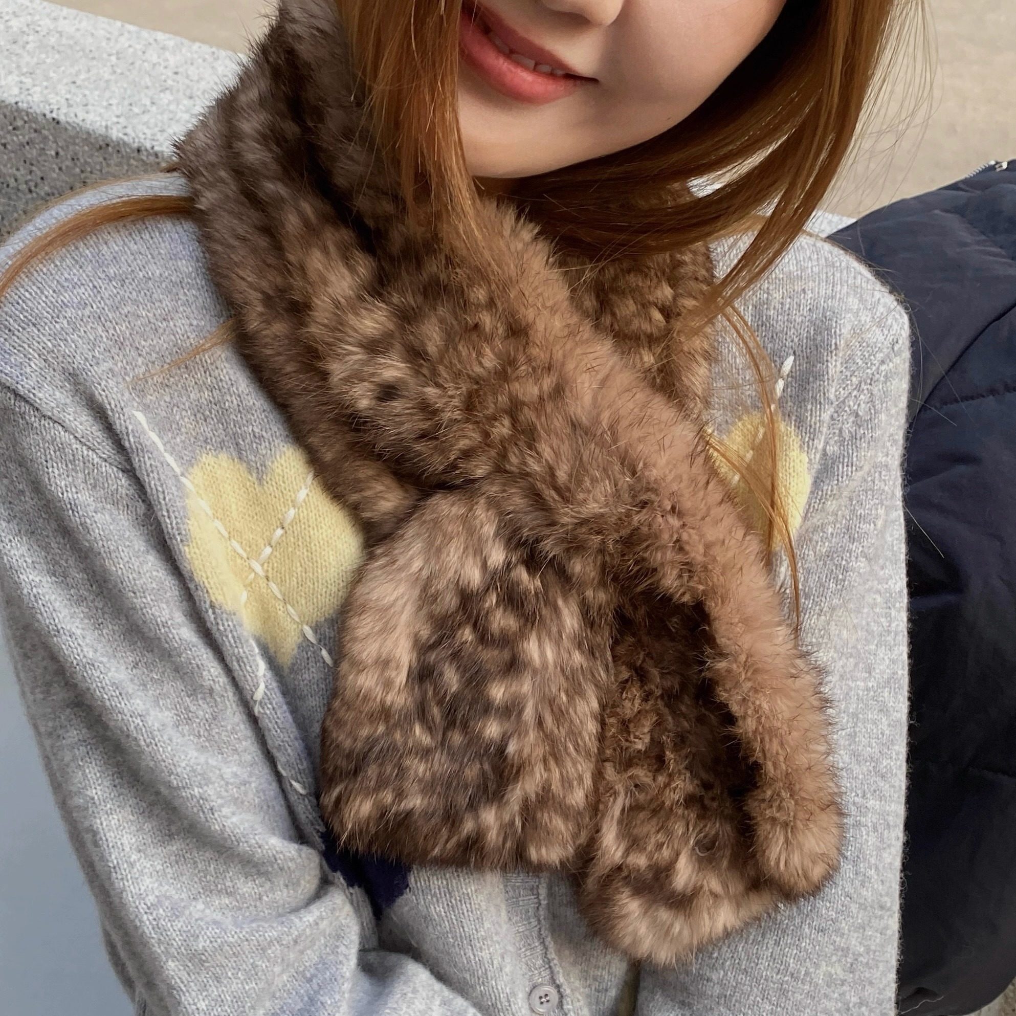 韩版兔毛手工编织围巾秋冬