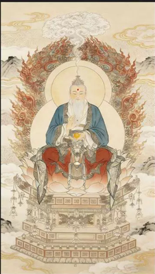 国画纯手绘人物灵宝天尊元始天尊道德天尊三清祖师爷画像50*100