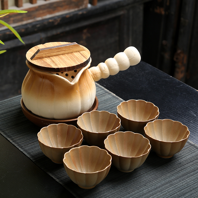 【带盖】围炉煮茶侧把壶茶杯粗陶茶具烤奶茶套装一整套全套可干烧