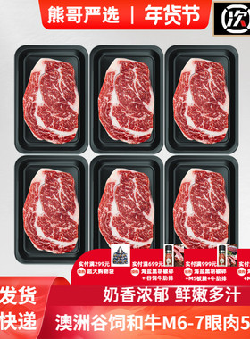 澳洲进口和牛M6-7级眼肉牛排西冷菲力牛小排原切雪花牛肉新鲜500g