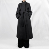 解余 双面羊毛大衣 长款 JIEYU 宽松立领暗门襟蝙蝠袖