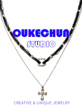 ins嘻哈双层十字架项链高级感女