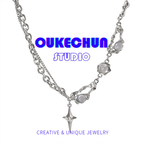 合金钛钢链女拼接款辣妹项链