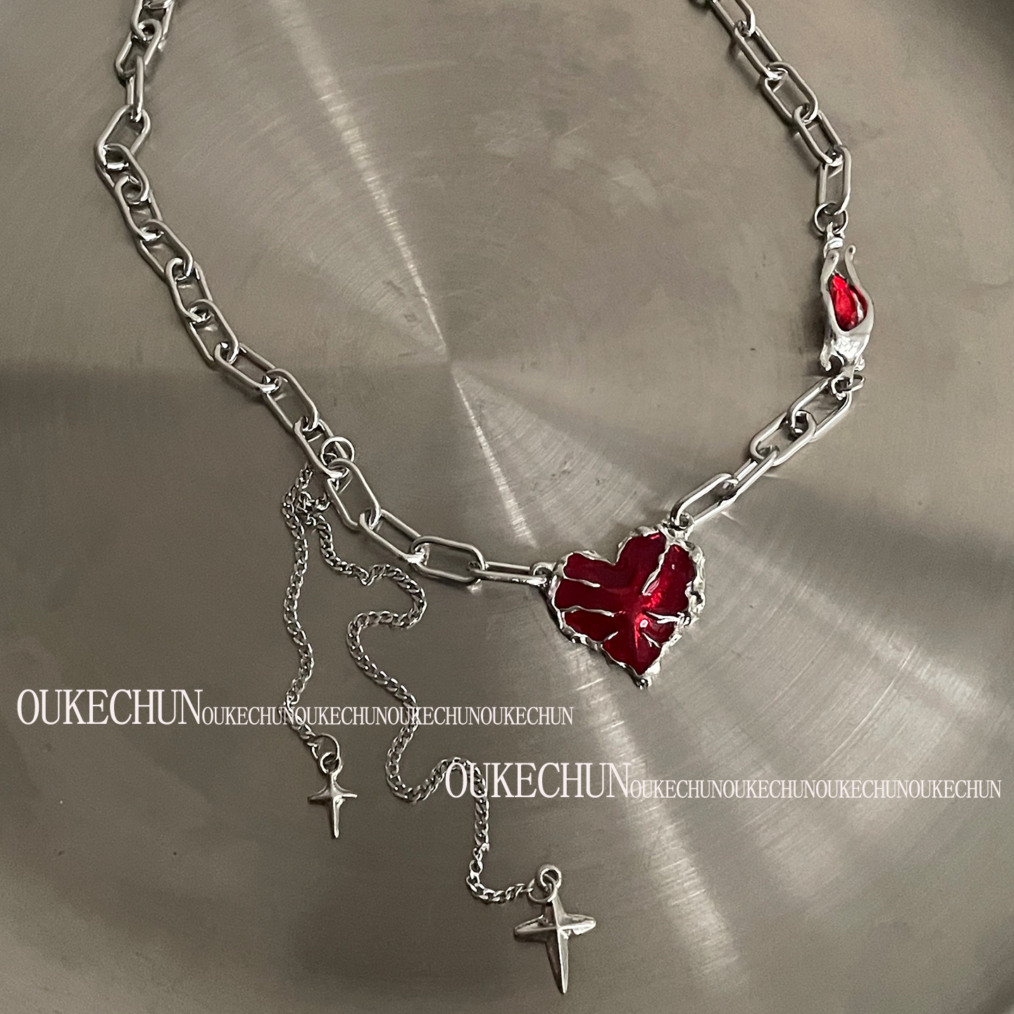 小众个性红爱心流苏y2k辣妹项链