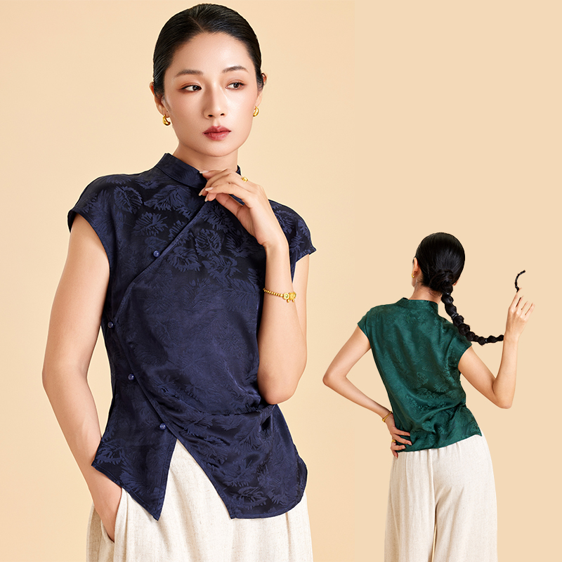 诗赋花朵何不归新中式马甲