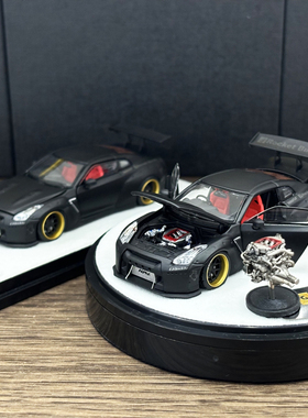 PGM 1:64 尼桑 GTR R35 火箭兔宽体 仿真汽车模型