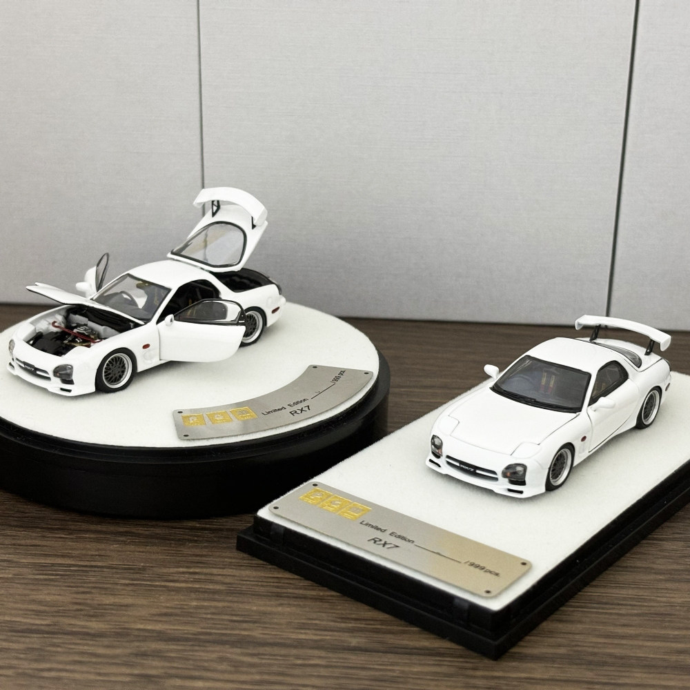 PGM 1:64 马自达 Mazda RX7 白色 合金全开 仿真汽车模型