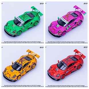 Elowen Art 1:64 保时捷 911 GT3 R 恐龙涂装 合金汽车模型