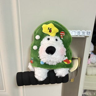 新款圣诞树可爱西高地门把手保护套ins家用房间装饰儿童房防撞