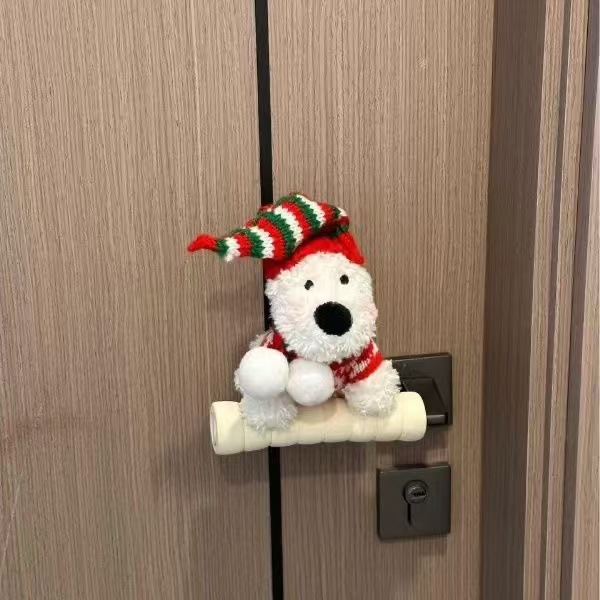 撞色变装西高地~新款可爱玩偶门把手保护套ins风防静电防磕碰防滑