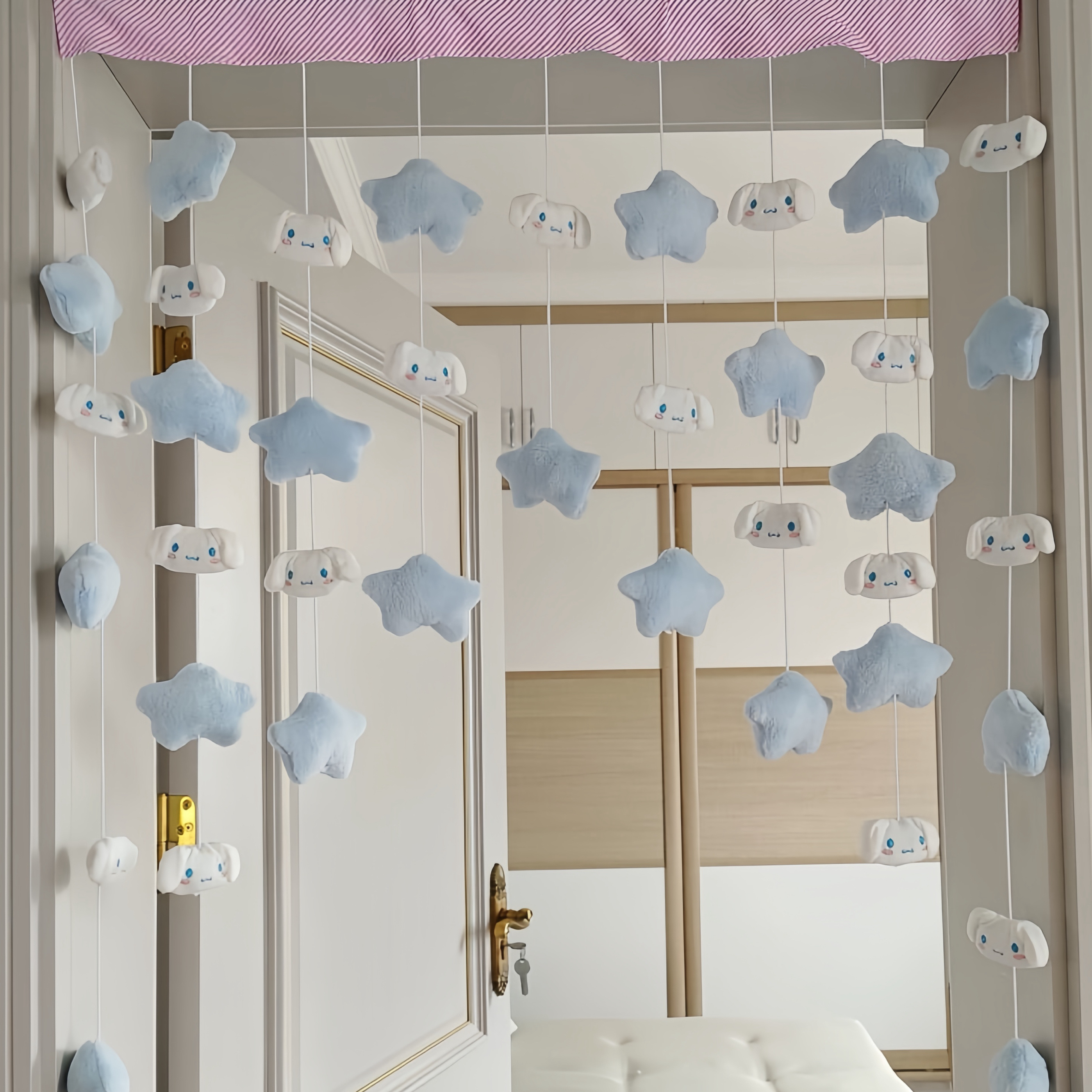 玉桂狗蓝星星可爱卡通门帘隔断帘客厅玄关装饰卧室挂帘