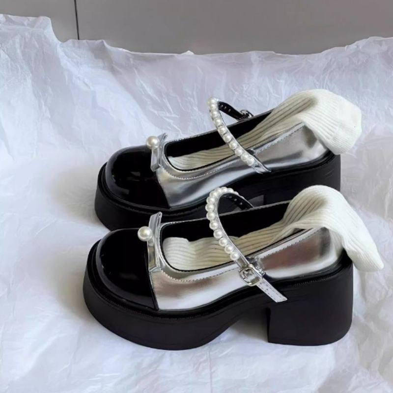 法式小香风粗跟配裙子JK小皮鞋女2025年秋季新款厚底增高玛丽珍鞋