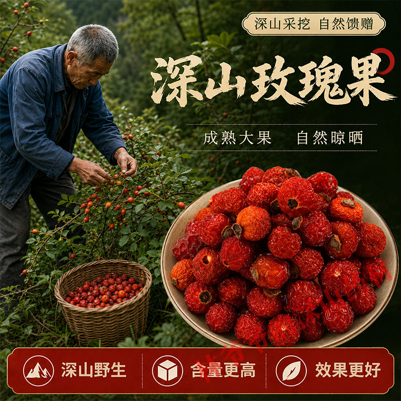 深山野生玫瑰果500g正品中药材新货玫瑰果干刺玫果蔷薇果子泡茶