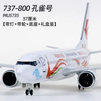 37厘米B737东航云南孔雀号国产仿真拼装模型客机飞机航模带轮带灯