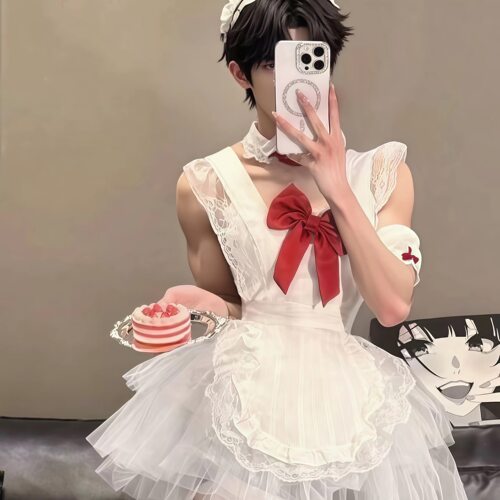 一只桃「男仆」大码男仆装cos性感加大围裙变装伪娘女装大佬cos服
