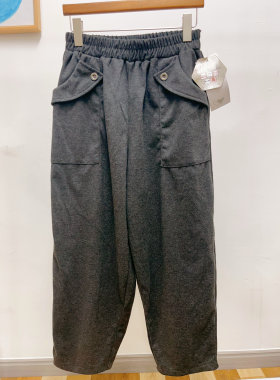 日本订单品牌女裤秋冬加厚加薄绒宽松休闲阔腿长裤妈妈裤