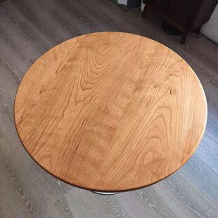 实木圆桌面樱桃木家用小户型餐桌北欧简约圆形桌子台面板原木定制