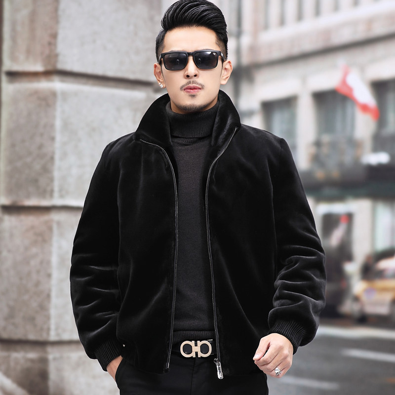 WL8817-L真皮皮草大衣男士外套翻领金貂绒P300，男装皮衣，电商B360