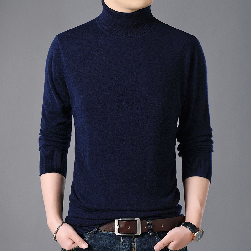 2023秋冬新款纯羊毛衫男百分百羊毛针织衫高领打底衫毛衣韩版P100，男装针织衫/毛衣，电商B360