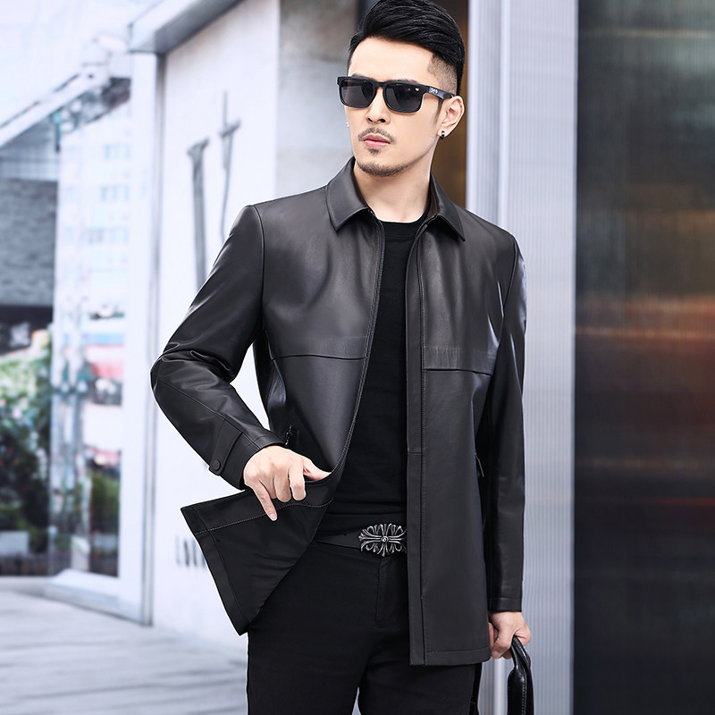 DLSN9162男士2021秋冬新款绵羊皮真皮皮衣男翻领休闲皮风衣P900，男装皮衣，电商B360