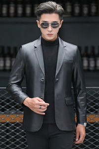 CQ2007男士2021秋冬新款海宁休闲修身绵羊皮真皮皮衣男西装图片