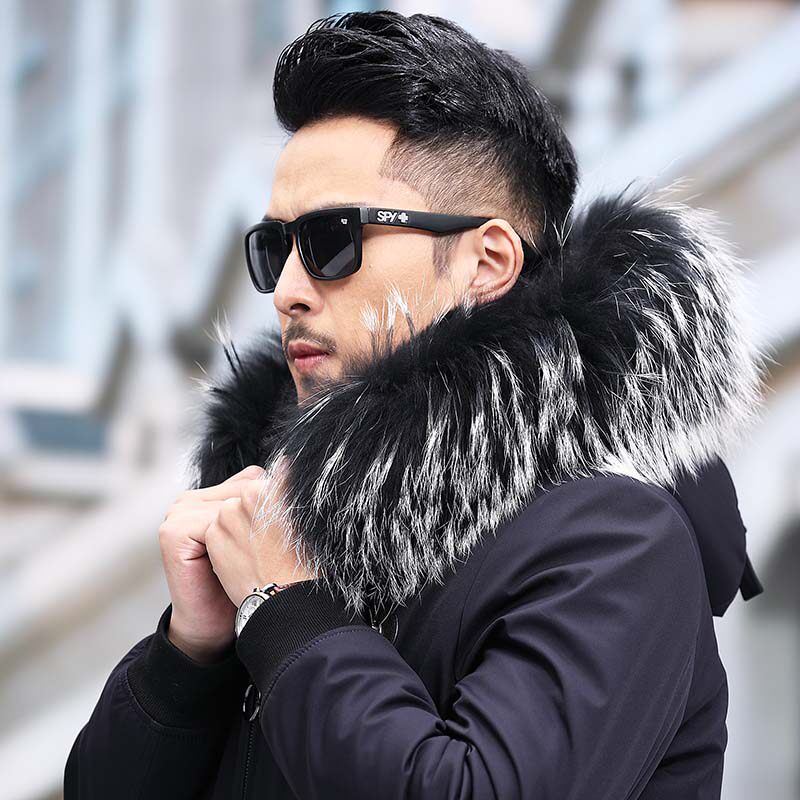 YP-PK2021冬季休闲连帽男士貉子毛领水貂整貂内胆外套派克服P4100，男装皮衣，电商B360