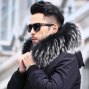 YP-PK2021冬季休闲连帽男士貉子毛领水貂整貂内胆外套派克服P4100,男装皮衣,电商B360