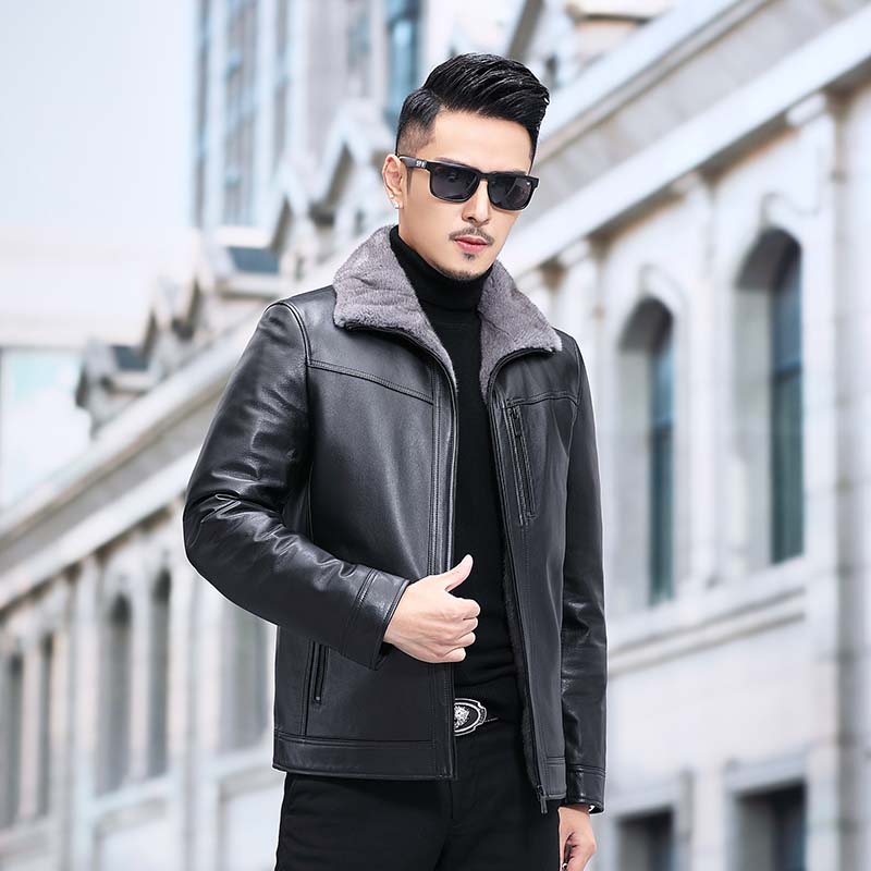 YP-PK2080真皮牛皮夹克男士外套皮衣中长款水貂整貂皮克服P4300图片