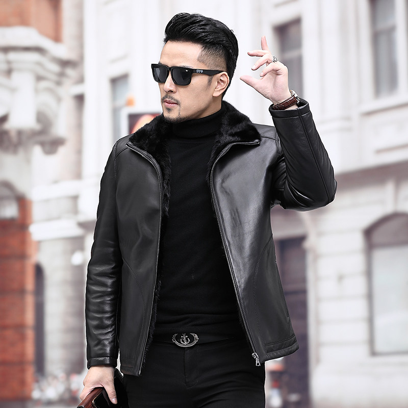 X1890貂皮大衣男士皮草水貂皮衣绵羊皮夹克外套商务男装P900，男装皮衣，电商B360