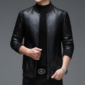 WL-D海宁2021新款真皮皮衣男绵羊皮外套棒球服潮简约夹克图片