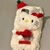 手机壳11 P60 9硅胶10全包P40 秋冬毛绒圣诞KT猫适用Mate60华为Nova12活力版 7保护套50E 30PRO P70PRO 网红8