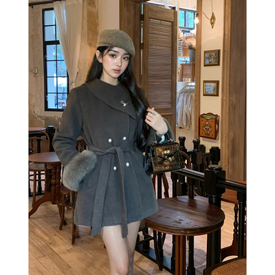 气质名媛风富家千金小香风毛呢外套女冬季2024新款中长款呢子大衣