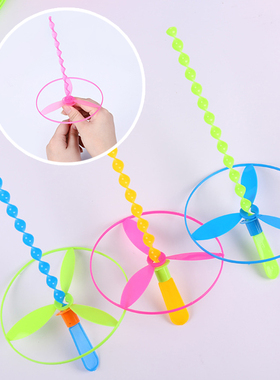 大号飞天仙子竹蜻蜓儿童户外飞行器手推飞盘拉线飞碟趣味童年玩具