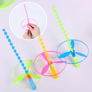 大号飞天仙子竹蜻蜓儿童户外飞行器手推飞盘拉线飞碟趣味童年玩具