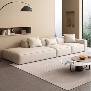 轻奢奶油风直排沙发硅胶皮豆腐块意式极简小户型客厅专用沙发