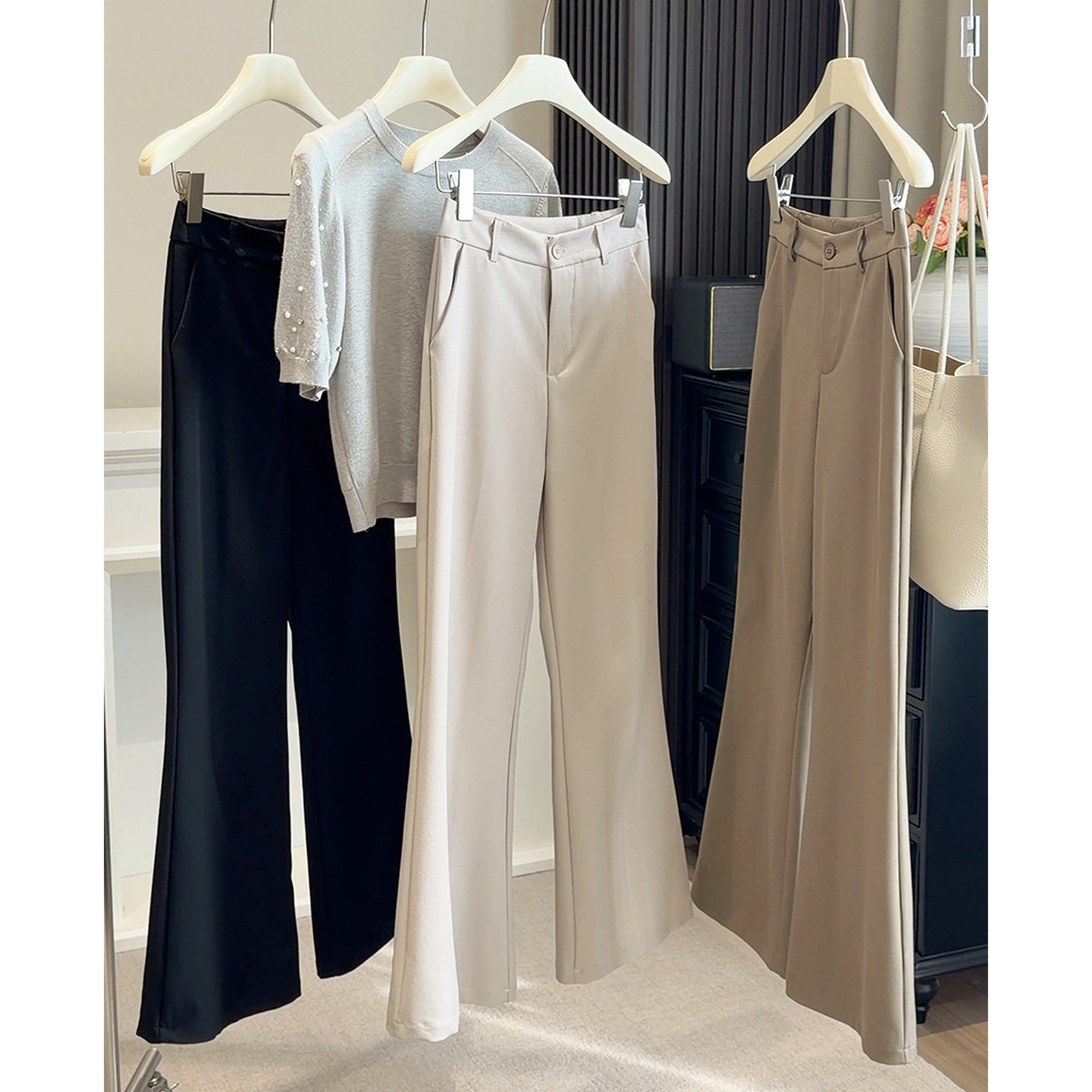 气质百搭阔腿微喇叭休闲西装裤女春秋季新款高腰垂感显瘦长裤,女装/女士精品,休闲裤,淘宝优惠券,粉丝福利购,淘宝优惠卷