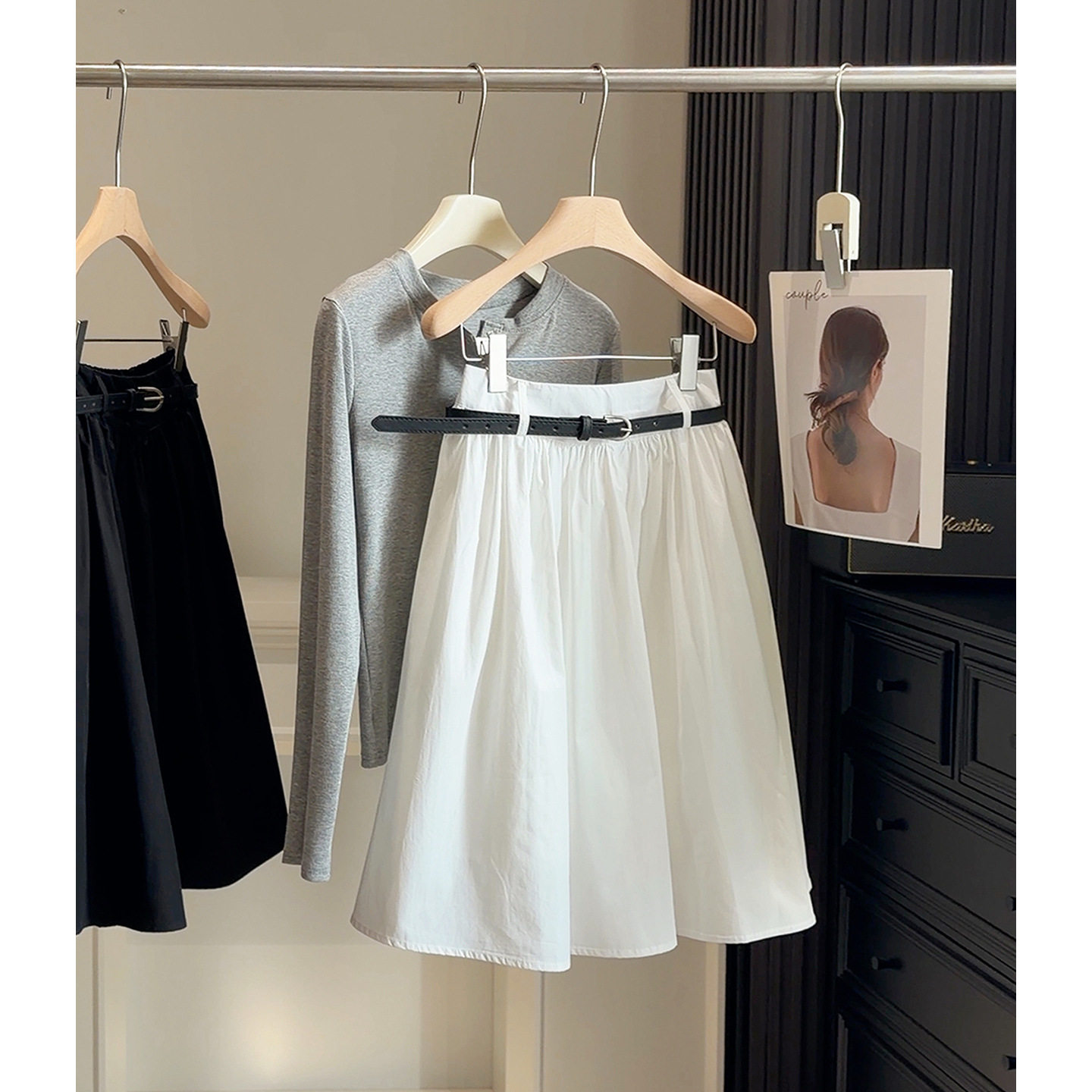 学院风白色字半身裙女夏新款高腰气质伞裙小个子松紧腰蓬蓬中裙,女装/女士精品,半身裙,淘宝优惠券,粉丝福利购,淘宝优惠卷