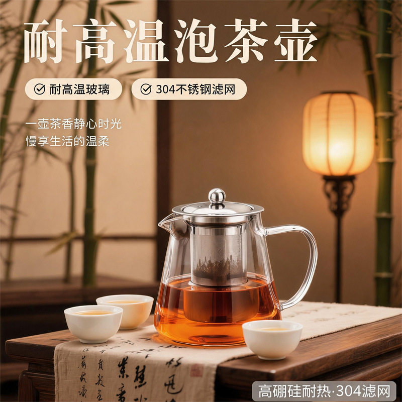 玻璃泡茶壶茶具家用花茶水壶耐高温加厚耐热过滤水壶煮茶壶器ZL5