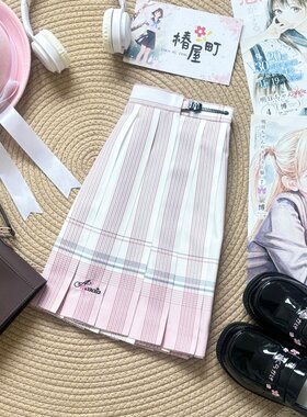 椿屋町【素樱叠穿 】原创正品学院风制服显白格裙百搭短裙套装