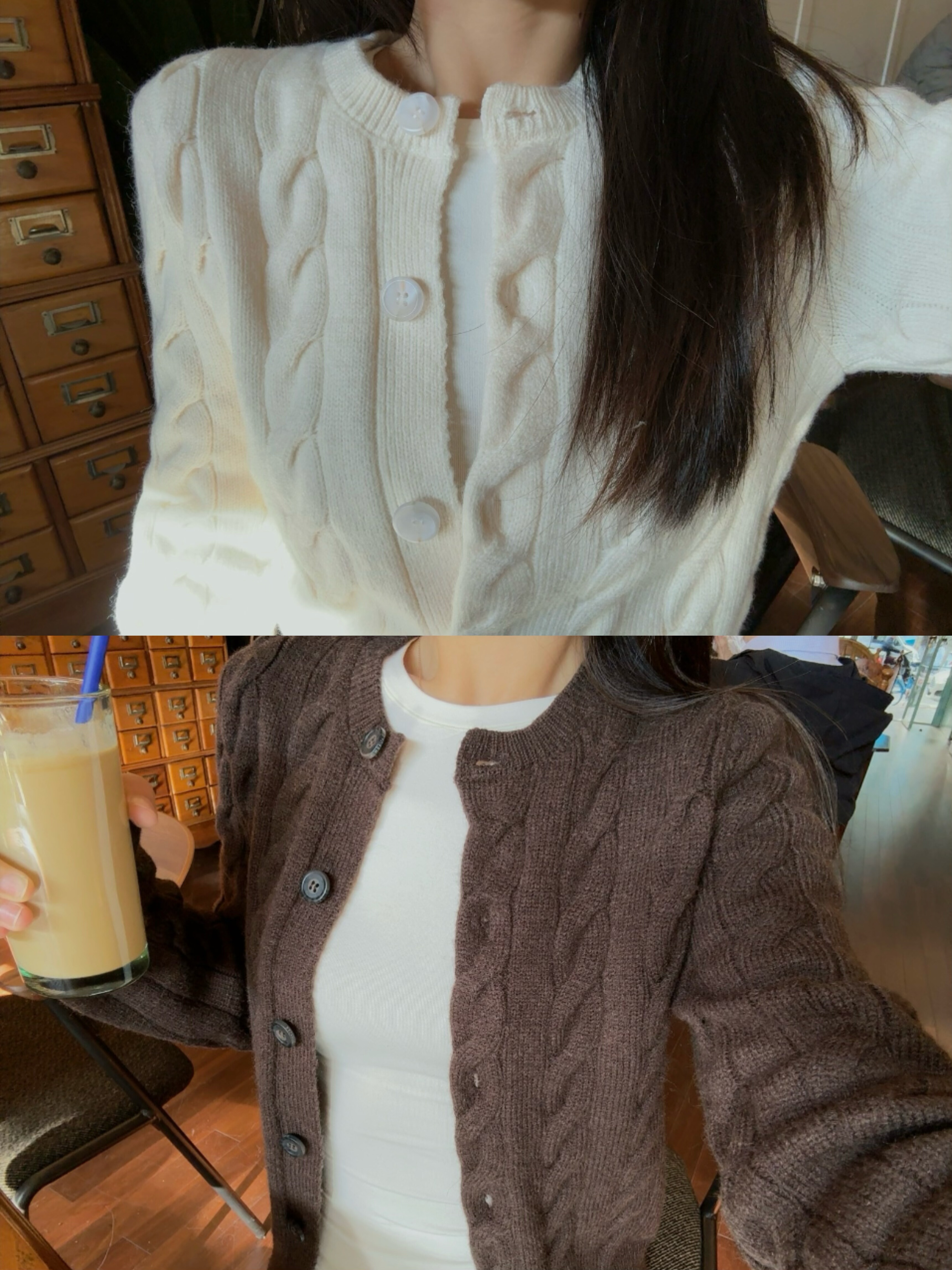 李琴琴Lily·麻花针织拉夫同款澳洲进口羊毛开衫绞花毛衣外套女