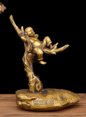 纯铜心想事成出入平安小沙弥收藏升职赠礼客厅办公室禅意工艺摆件