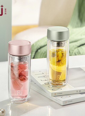 富光FU+双层玻璃水杯高硼硅家用泡茶花杯耐高温女高颜值2026新款