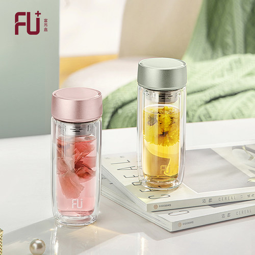 富光FU+玻璃花茶杯女士高颜值