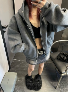 Aaakane 金属吊环加厚挺廓太空棉连帽卫衣宽松慵懒休闲外套