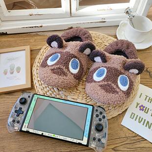 日系动物可踩脚可包跟软绵家居保暖拖鞋秋冬可爱毛绒静音地板棉拖