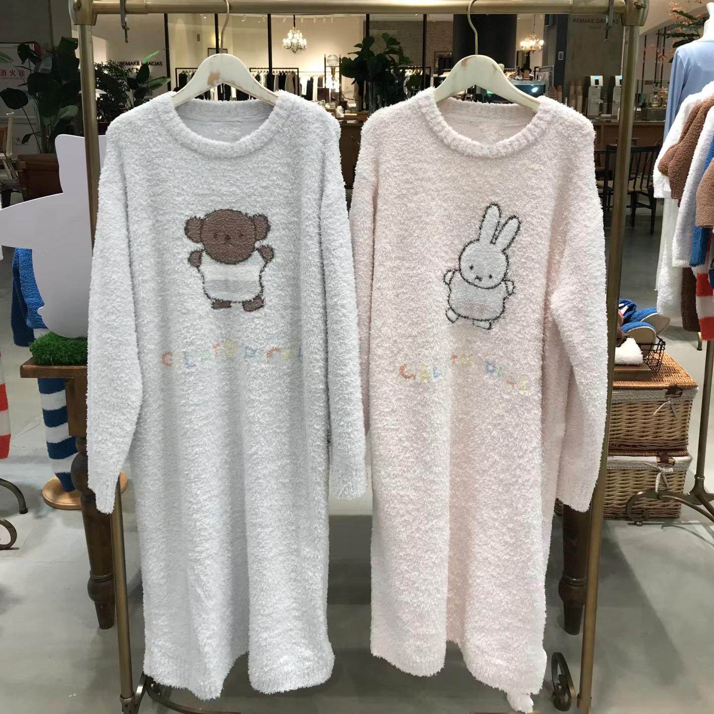 睡裙半边绒云感绒卡通冬季